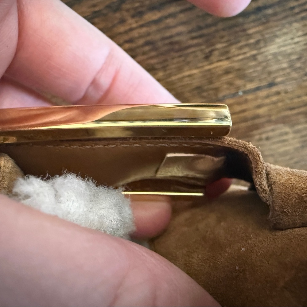 Fendi Brown Suede Shearling Lined Mules - Picture 7 of 15